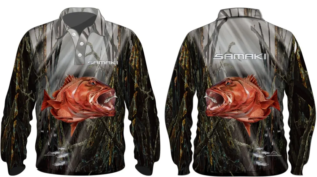 Samaki Mangrove Jack Long Sleeve Kids Fishing Shirt