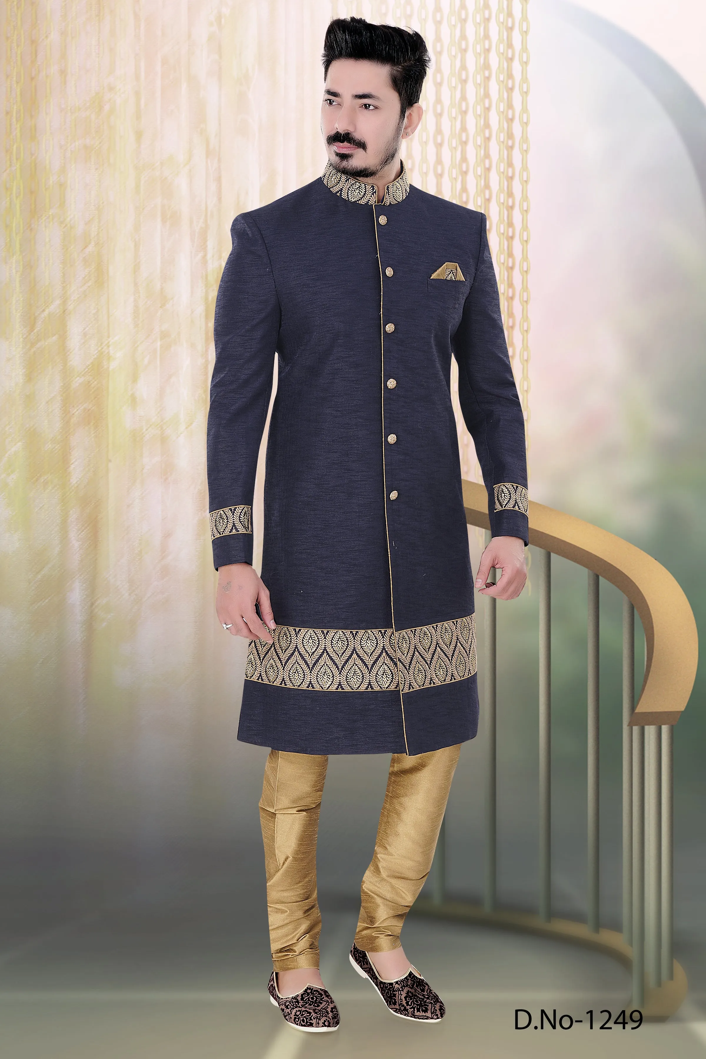 Sherwani (Custom Tailored) - (D.No.-1249)