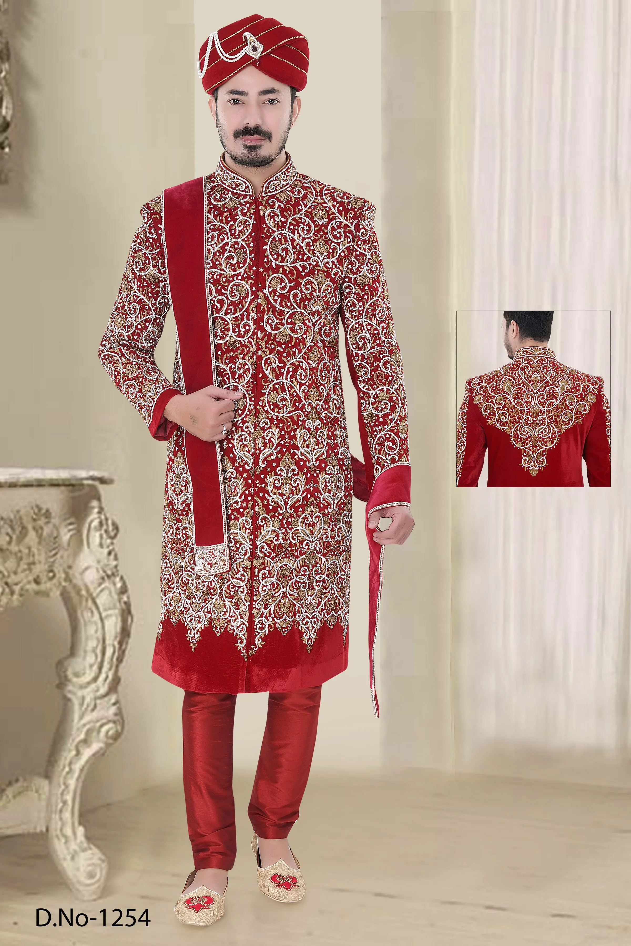 Sherwani (Custom Tailored) - (D.No.-1254)