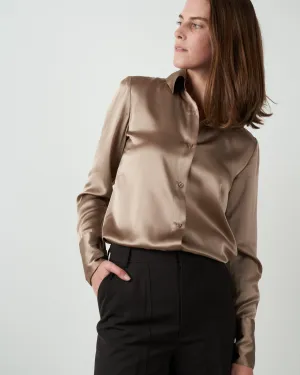 silk tailored blouse - champagne