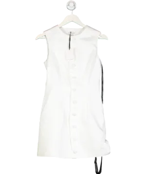 Six Stories White Button Through Satin Tailored Mini Dress UK 6