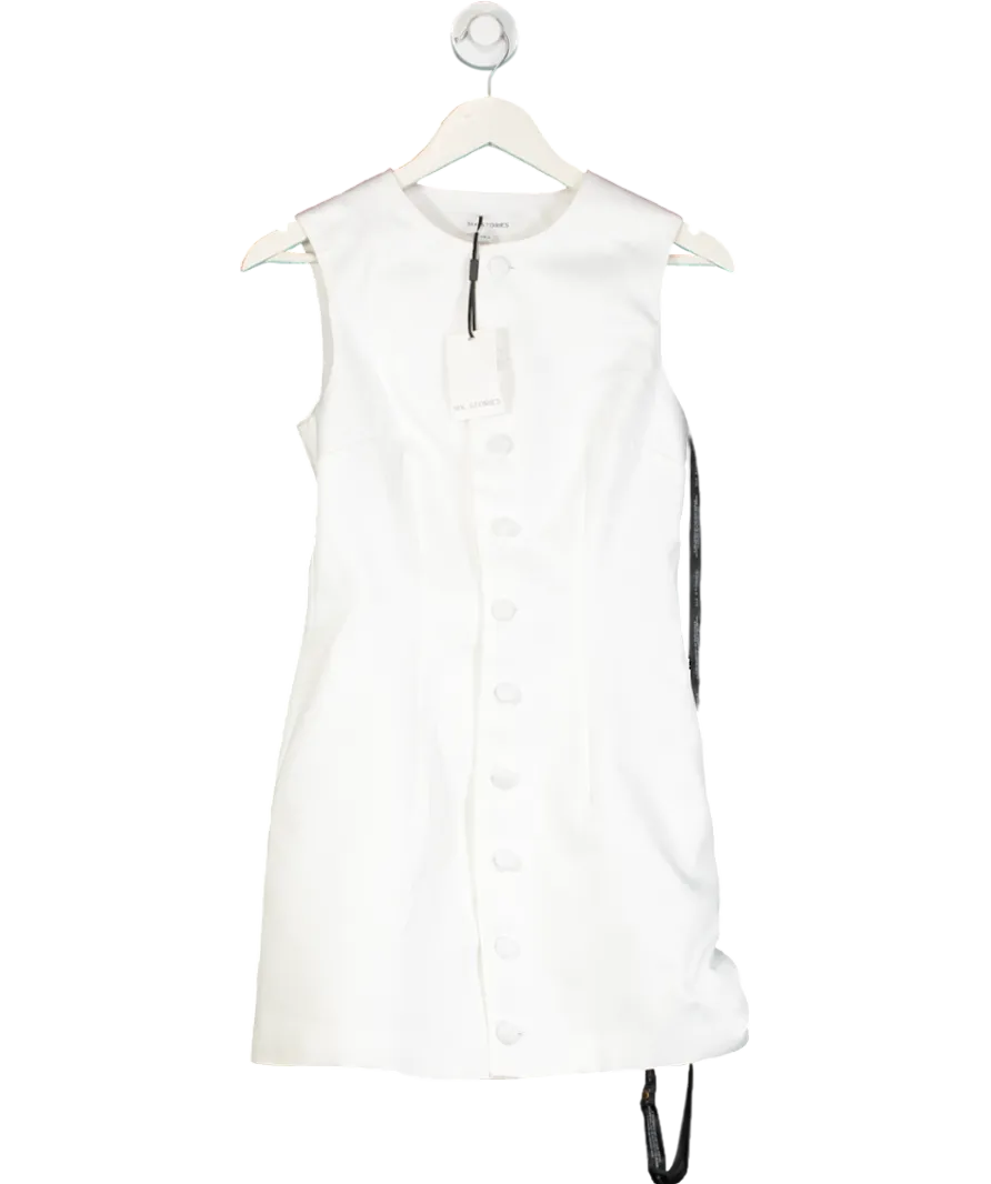 Six Stories White Button Through Satin Tailored Mini Dress UK 6