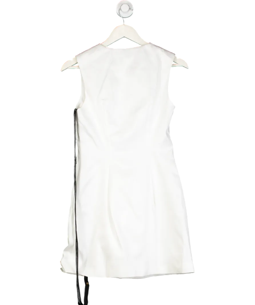 Six Stories White Button Through Satin Tailored Mini Dress UK 6