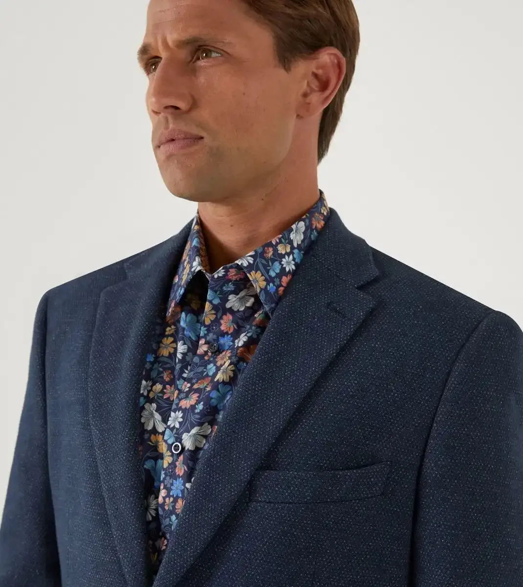 Skopes Mens Tailored Warlow Tweed Blazer Jacket Navy