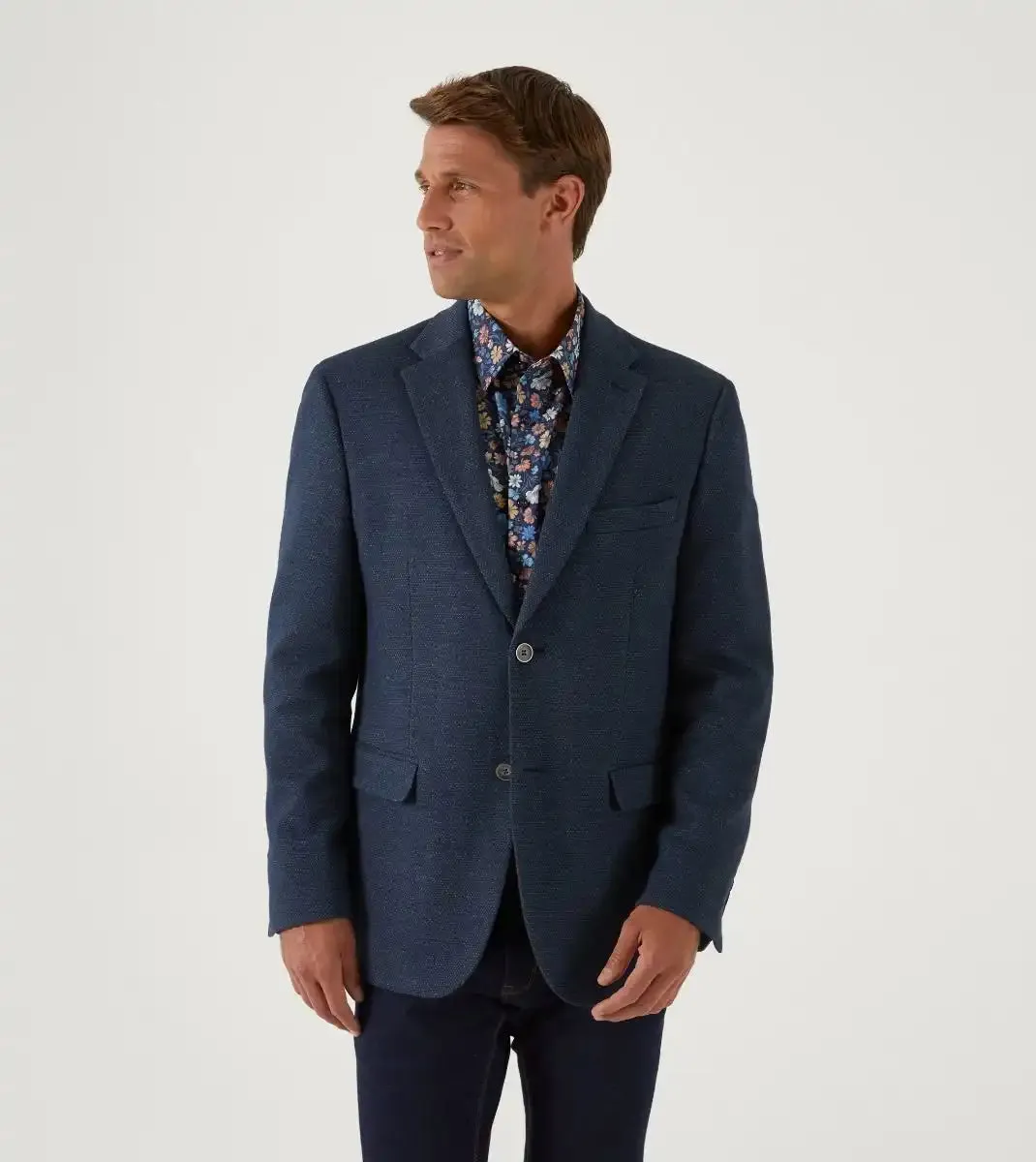 Skopes Mens Tailored Warlow Tweed Blazer Jacket Navy