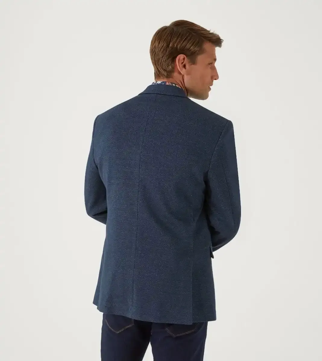 Skopes Mens Tailored Warlow Tweed Blazer Jacket Navy