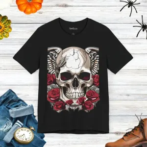 Skulls and Roses Short Sleeve Tee for Halloween Chic
