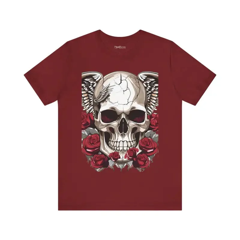 Skulls and Roses Short Sleeve Tee for Halloween Chic