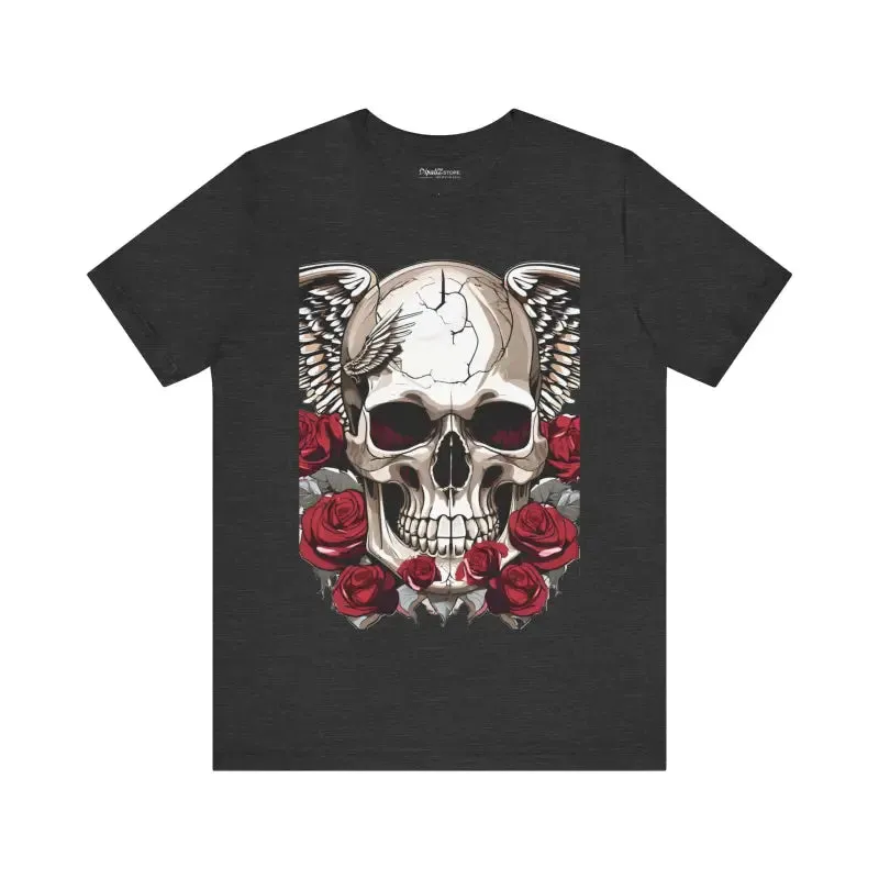 Skulls and Roses Short Sleeve Tee for Halloween Chic