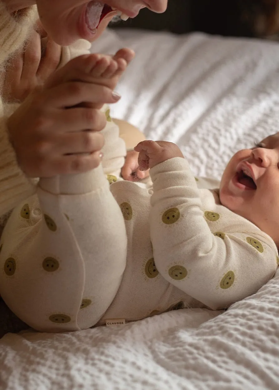 Smile Faces Onesie - Oat