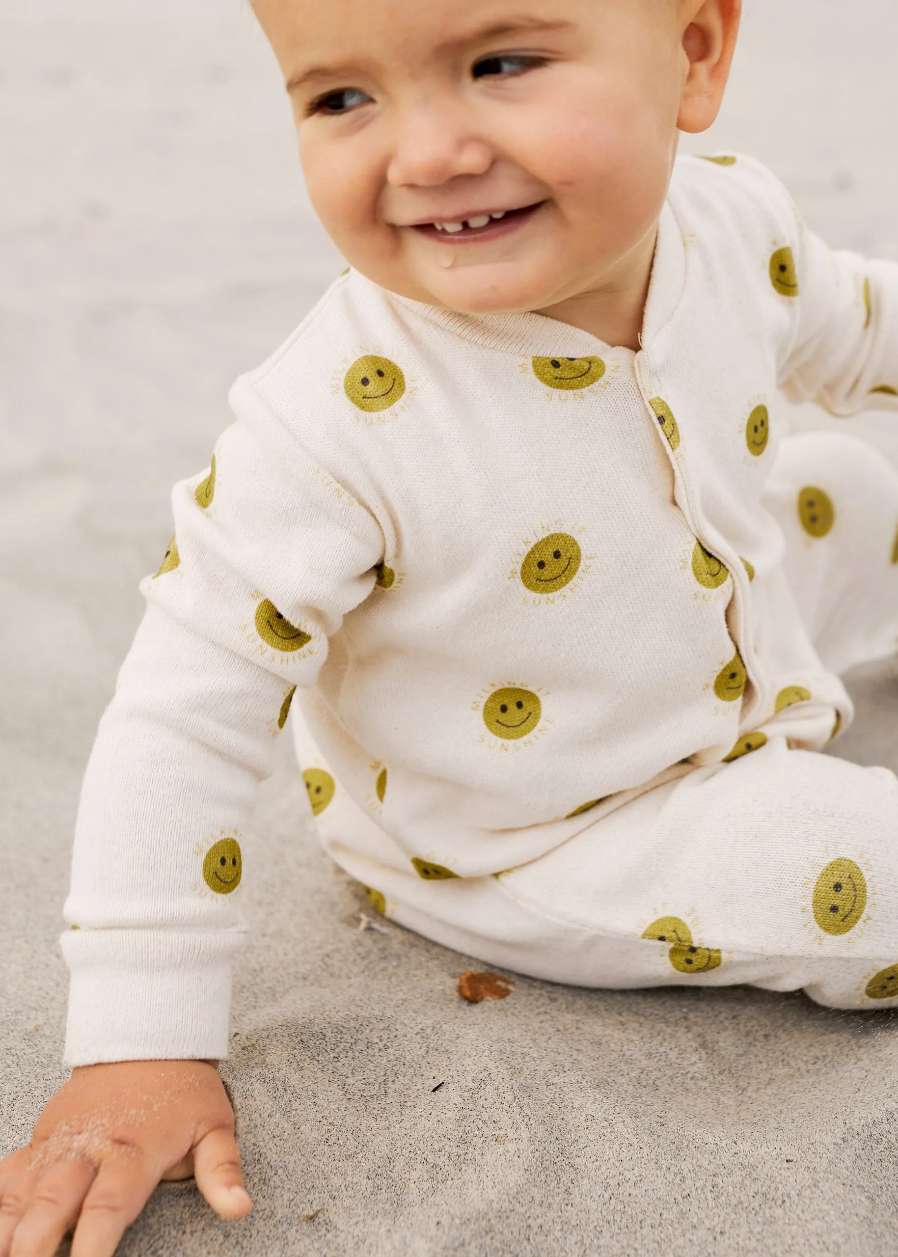 Smile Faces Onesie - Oat