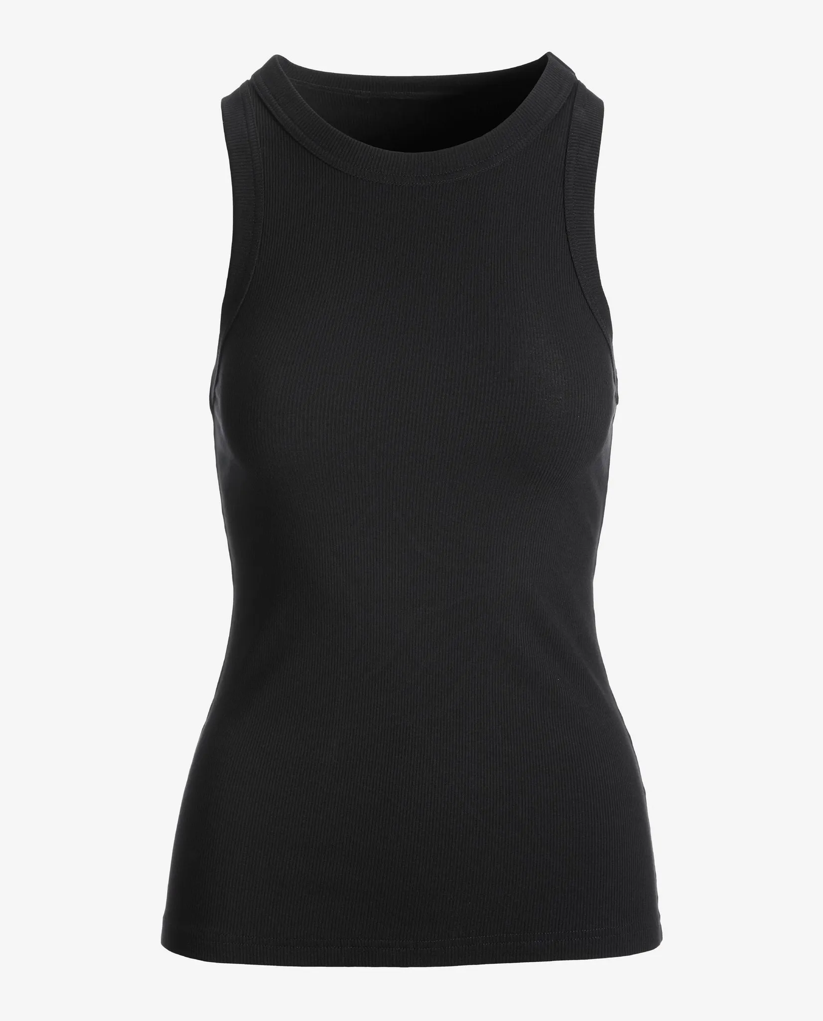 So Essential Ribbed High Neck Top Proper Black