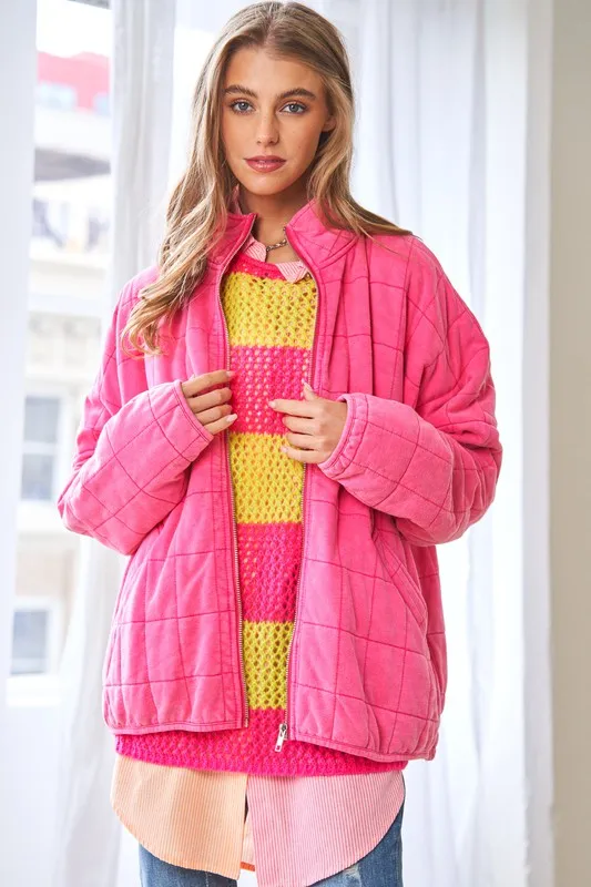 Soft Grid Quilt Jacket w/ Pockets