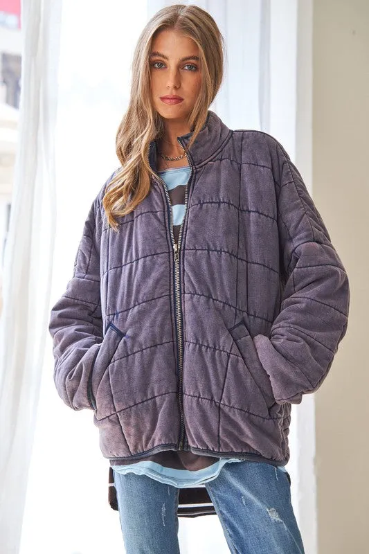 Soft Grid Quilt Jacket w/ Pockets