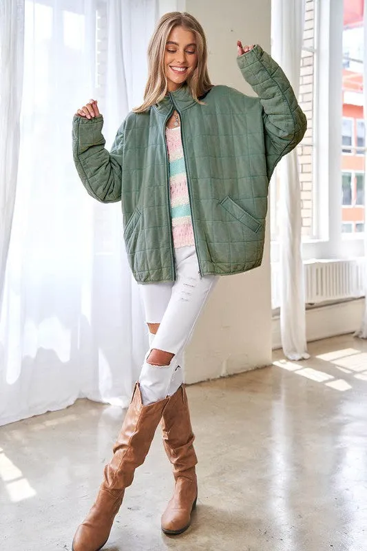 Soft Grid Quilt Jacket w/ Pockets