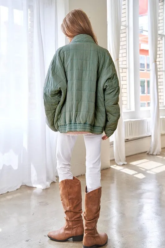 Soft Grid Quilt Jacket w/ Pockets