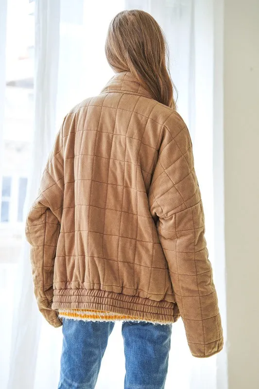 Soft Grid Quilt Jacket w/ Pockets