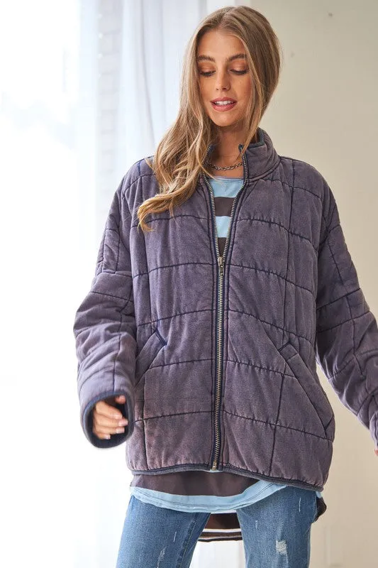 Soft Grid Quilt Jacket w/ Pockets