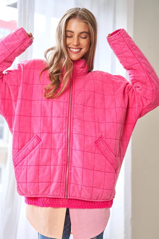 Soft Grid Quilt Jacket w/ Pockets