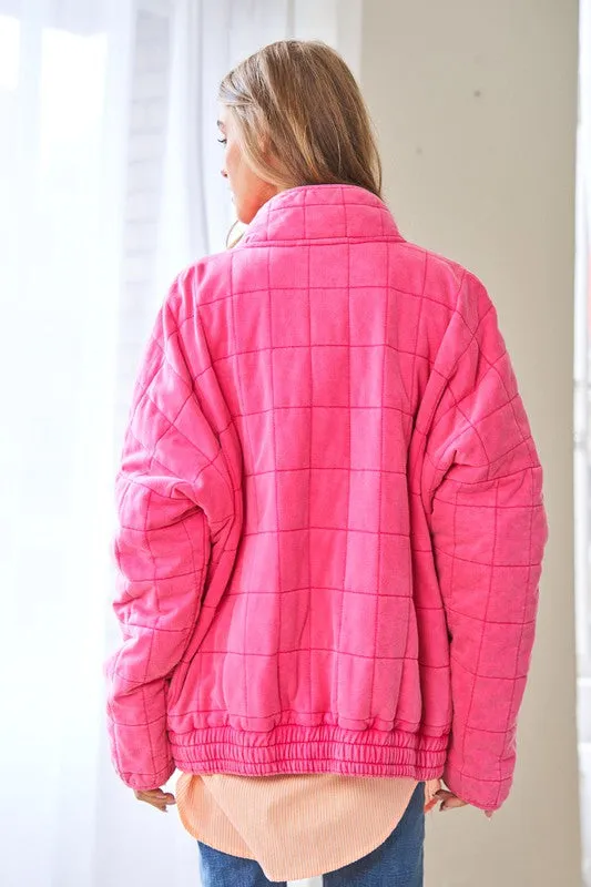 Soft Grid Quilt Jacket w/ Pockets
