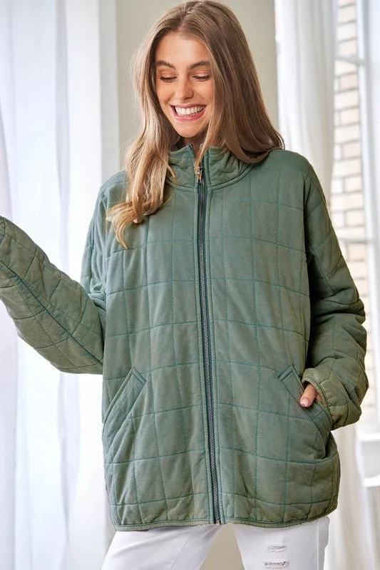 Soft Grid Quilt Jacket w/ Pockets