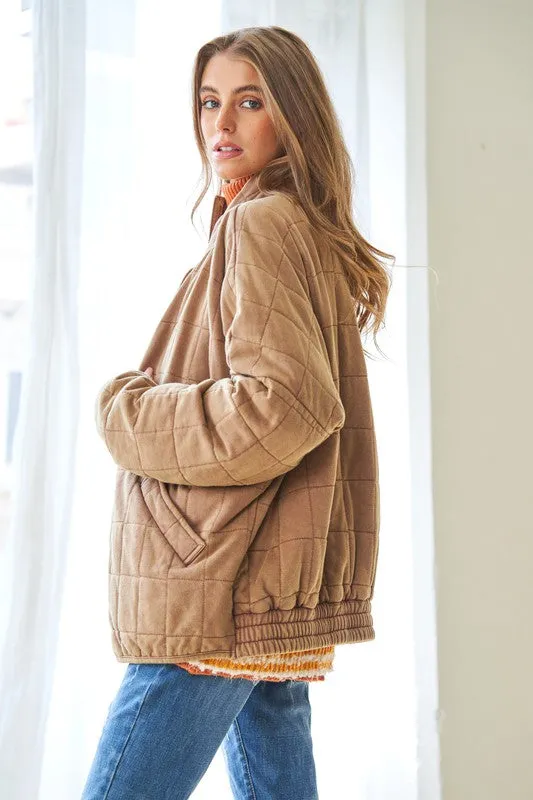 Soft Grid Quilt Jacket w/ Pockets