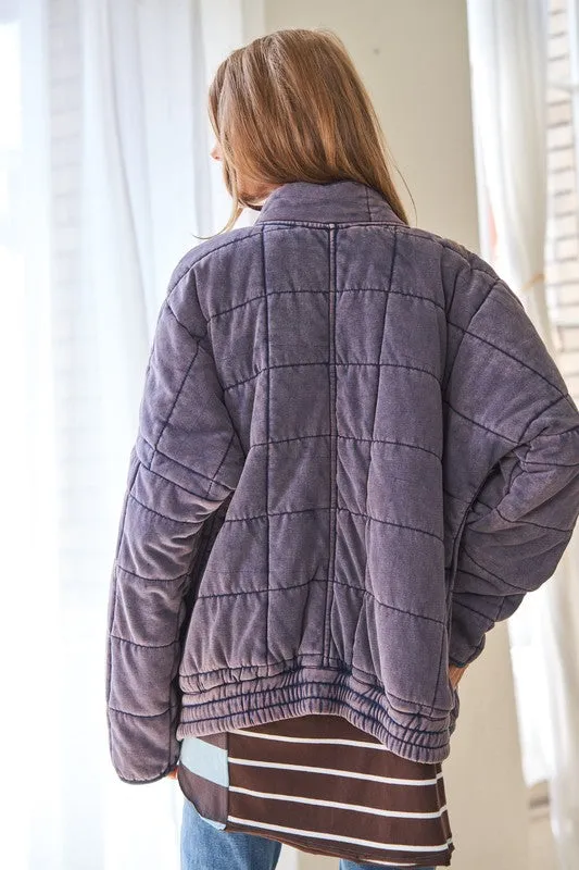 Soft Grid Quilt Jacket w/ Pockets