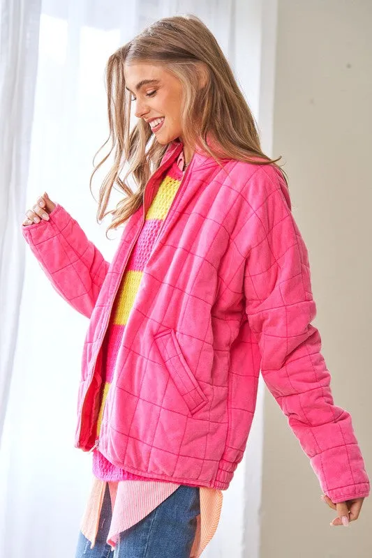 Soft Grid Quilt Jacket w/ Pockets