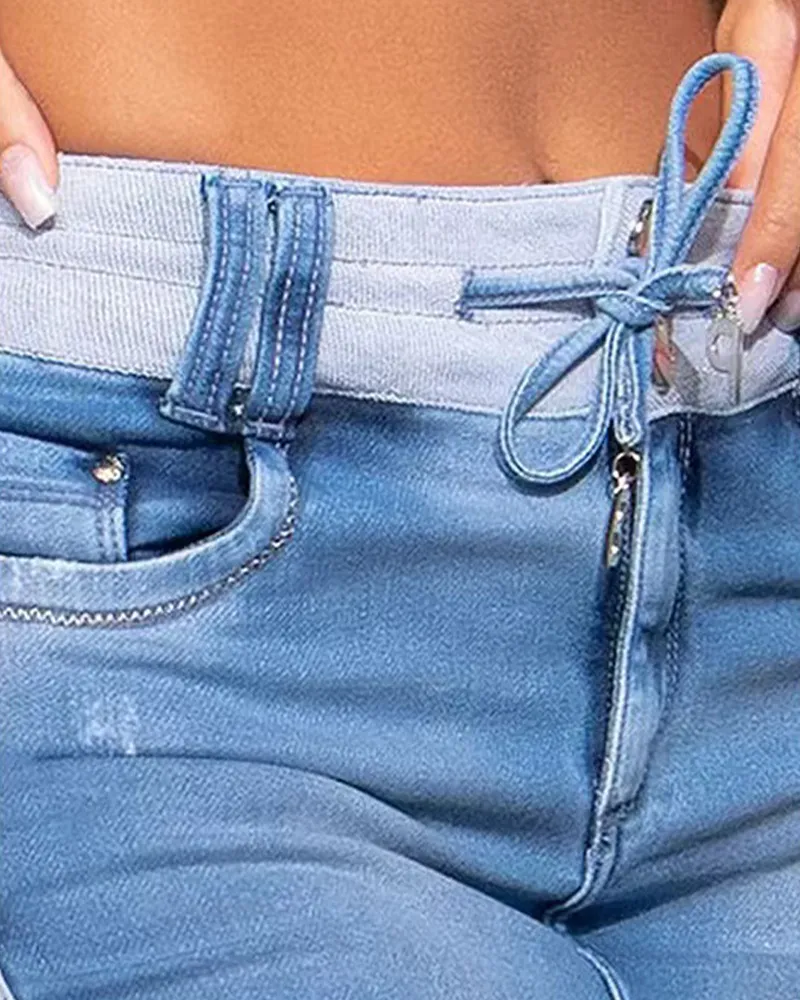 Splicing Drawstring Skirt