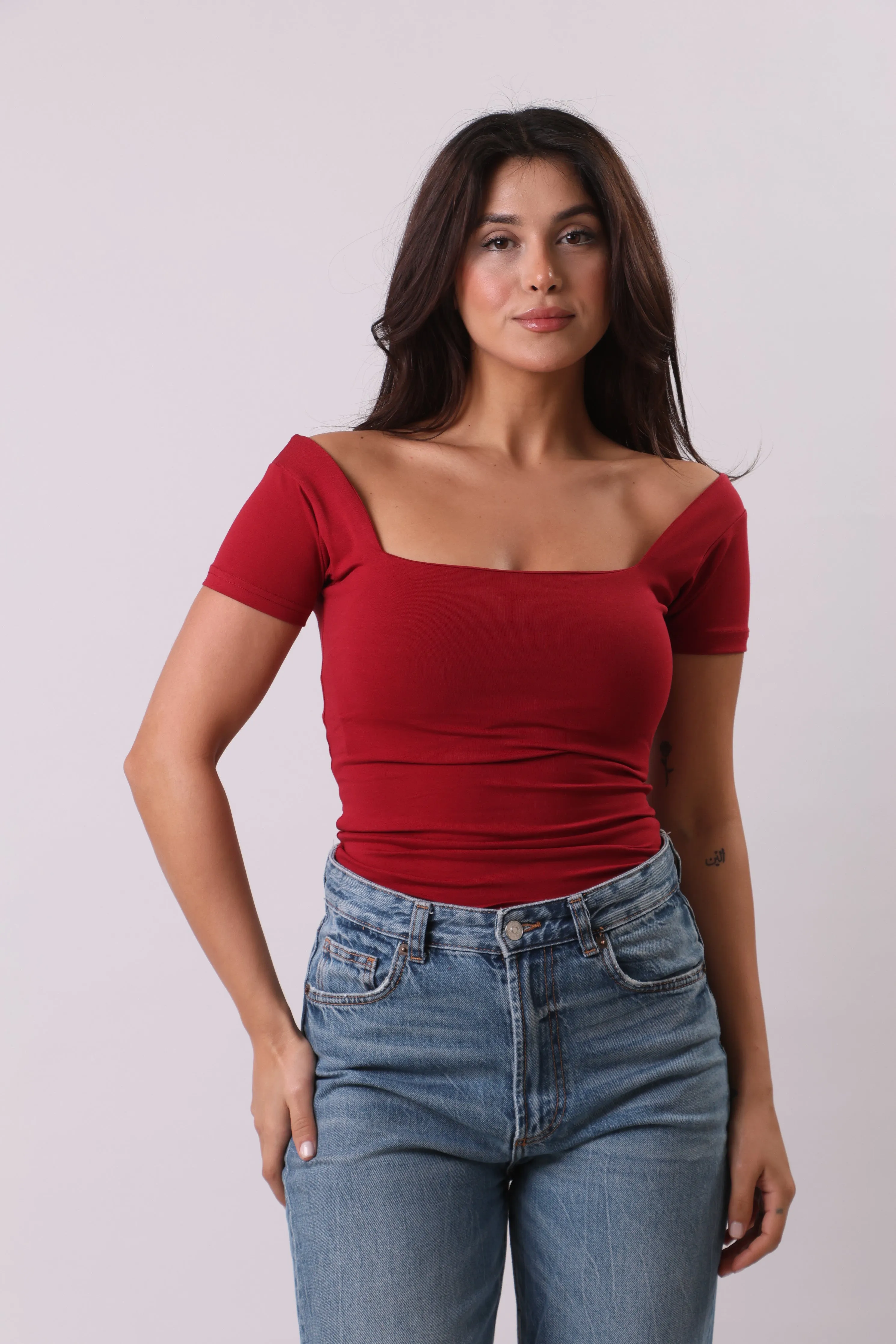 Squared neck shirt