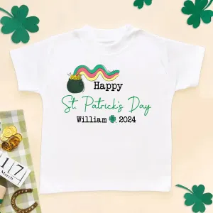 St Patrick's Day Rainbow Personalised Toddler & Kids T Shirt