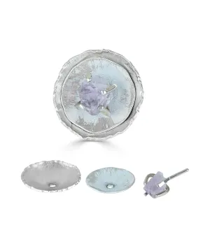 Sterling Silver with Amethyst Stackable Studs