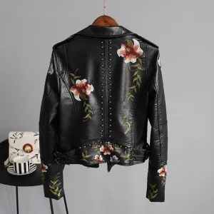 Streetwear jacket in soft leather-like with floral pattern - Casual wear for everyday comfort - High-quality craftsmanship for durability