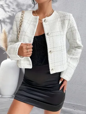 Stylish checked blazer with button closure - avari