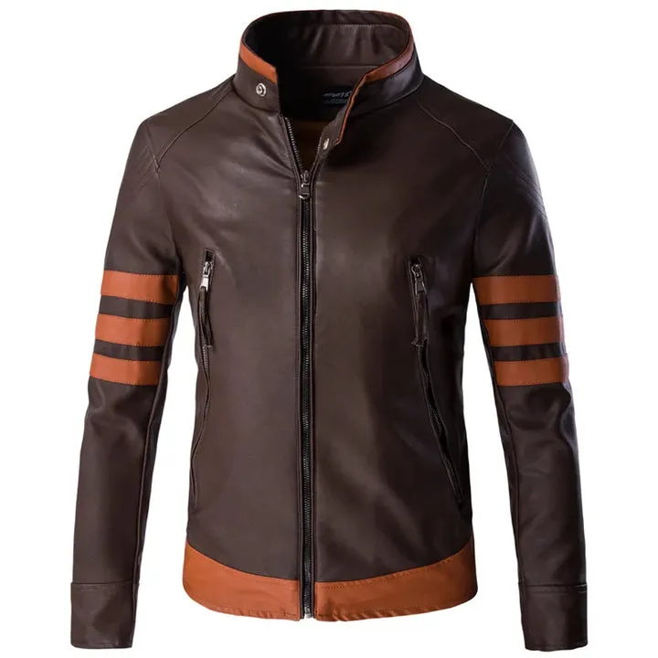 Stylish men's leather jacket with a distinctive design