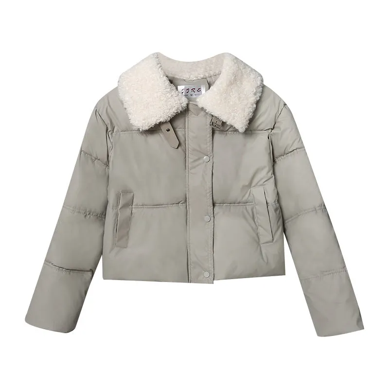 Stylish Quilted Puffer Jacket with Thickened Material for Women