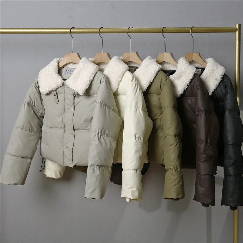 Stylish Quilted Puffer Jacket with Thickened Material for Women