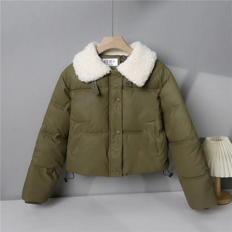 Stylish Quilted Puffer Jacket with Thickened Material for Women