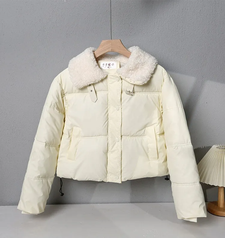 Stylish Quilted Puffer Jacket with Thickened Material for Women