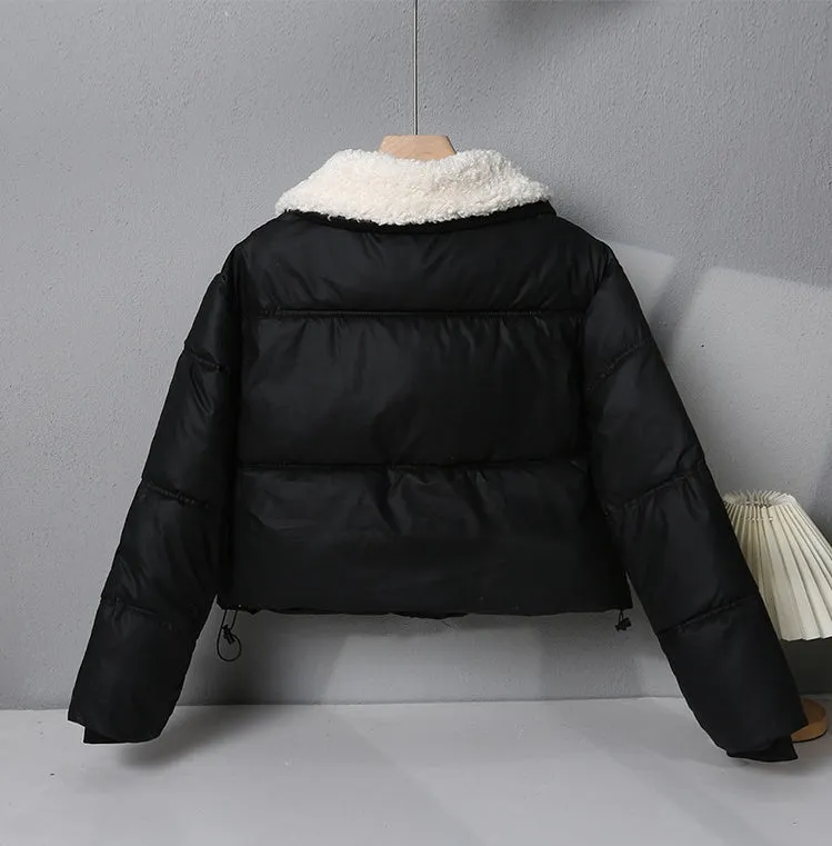 Stylish Quilted Puffer Jacket with Thickened Material for Women