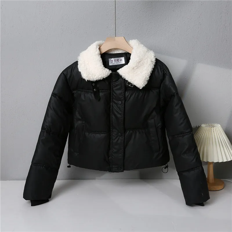 Stylish Quilted Puffer Jacket with Thickened Material for Women