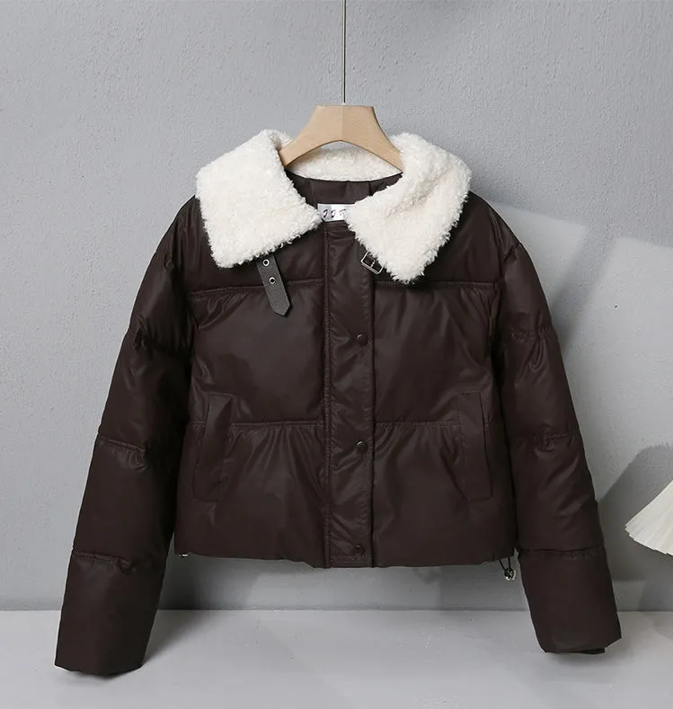 Stylish Quilted Puffer Jacket with Thickened Material for Women
