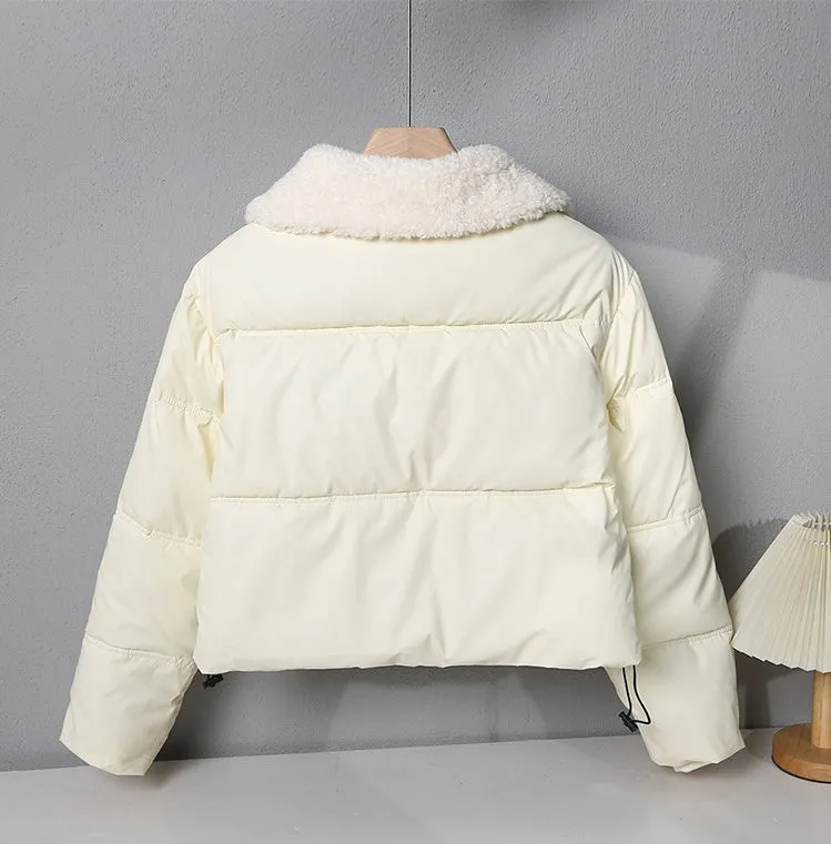 Stylish Quilted Puffer Jacket with Thickened Material for Women