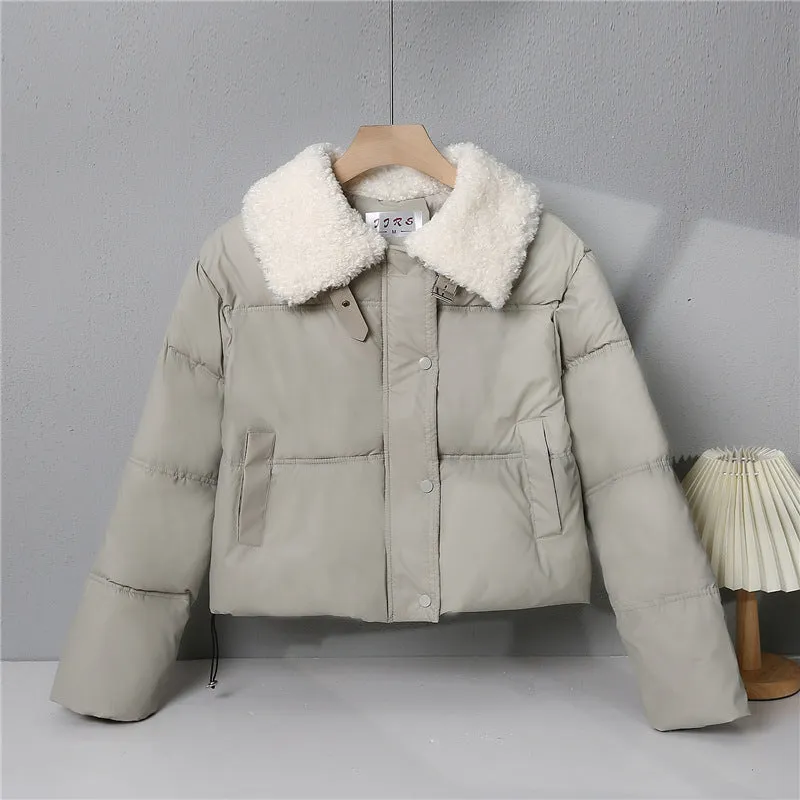 Stylish Quilted Puffer Jacket with Thickened Material for Women