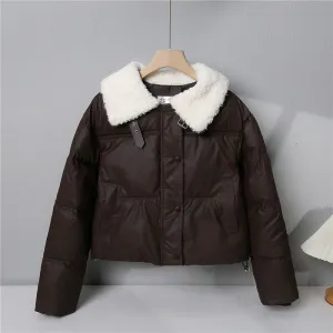 Stylish Quilted Puffer Jacket with Thickened Material for Women
