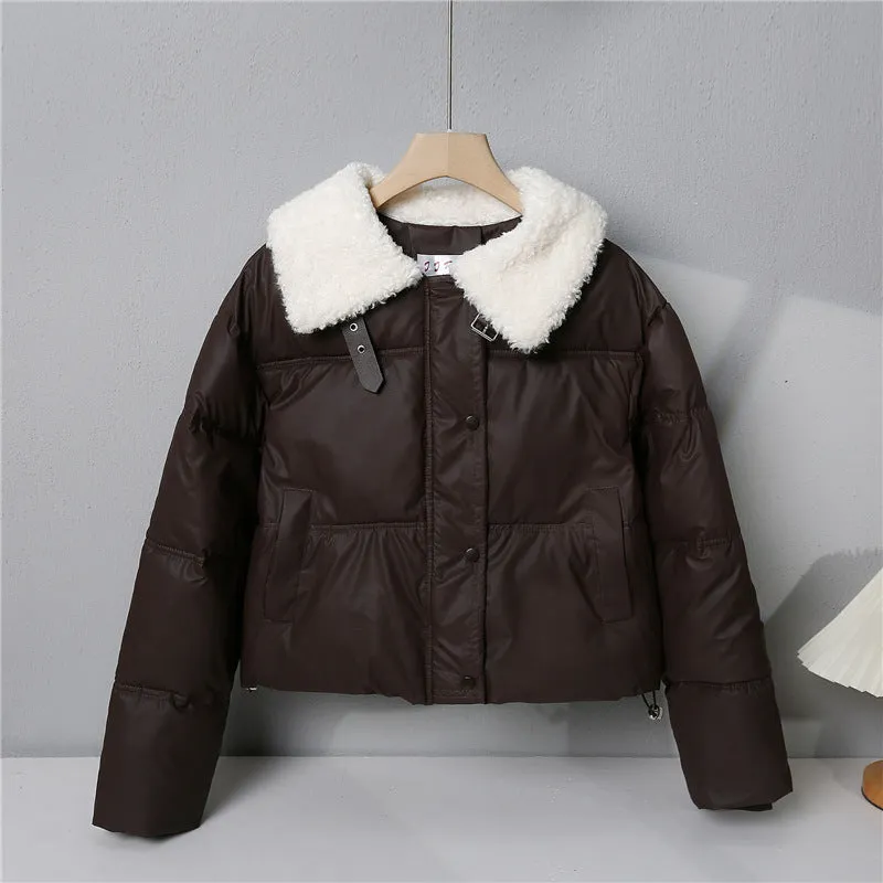 Stylish Quilted Puffer Jacket with Thickened Material for Women