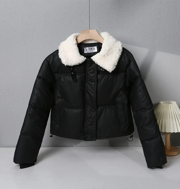 Stylish Quilted Puffer Jacket with Thickened Material for Women