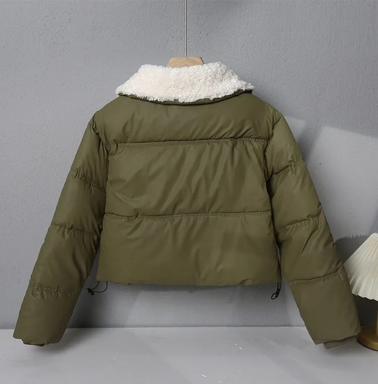 Stylish Quilted Puffer Jacket with Thickened Material for Women