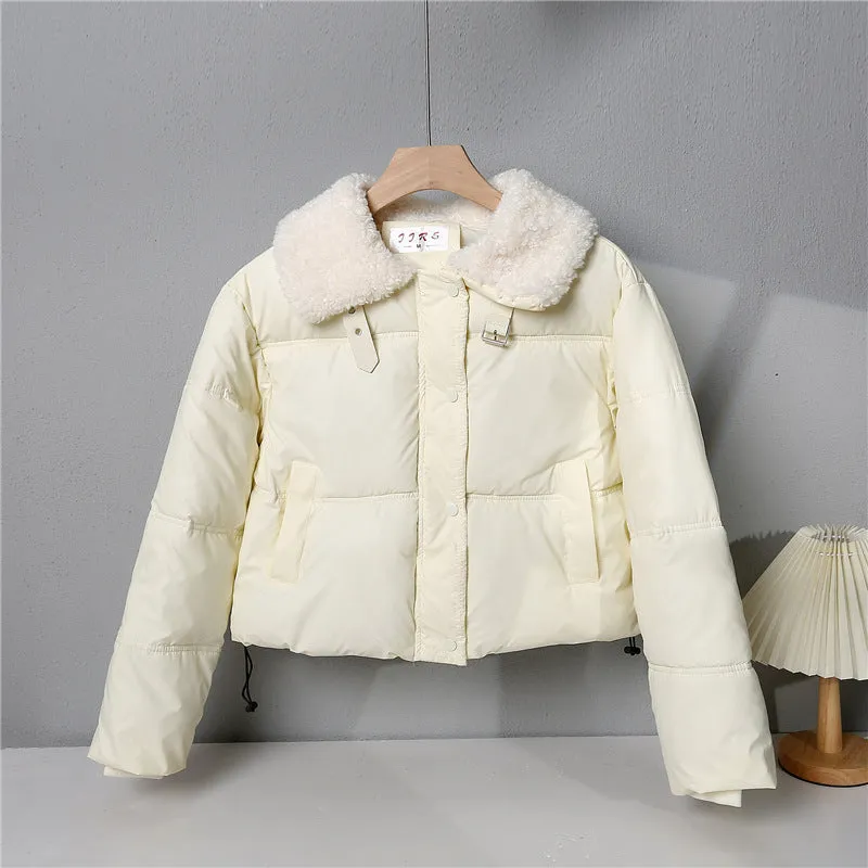 Stylish Quilted Puffer Jacket with Thickened Material for Women