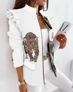 Stylish winter blazer for women, long-sleeved and warm